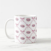 Custom Initial Pink Girly Coquette Bow & Macarons Kaffeetasse (Links)