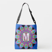 Custom Initial Psychedelic Cross Body Tasche blau (Rückseite)