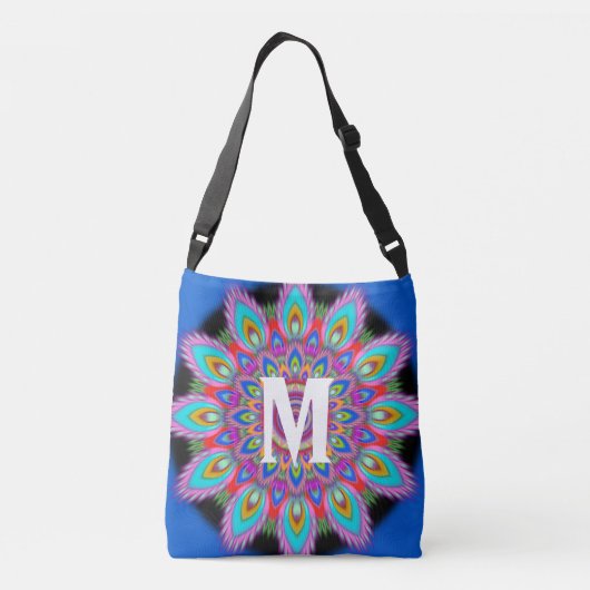 Custom Initial Psychedelic Cross Body Tasche blau (Rückseite)