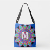 Custom Initial Psychedelic Cross Body Tasche blau (Vorderseite)
