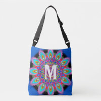 Custom Initial Psychedelic Cross Body Tasche blau