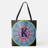 Custom Initial psychedelic Large Tasche BLACK (Vorderseite)
