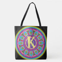 Custom Initial psychedelic Large Tasche BLACK 2