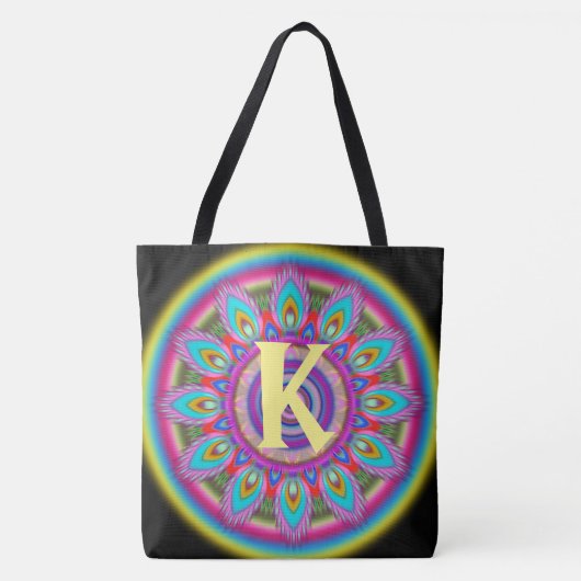 Custom Initial psychedelic Large Tasche BLACK 2 (Vorderseite)
