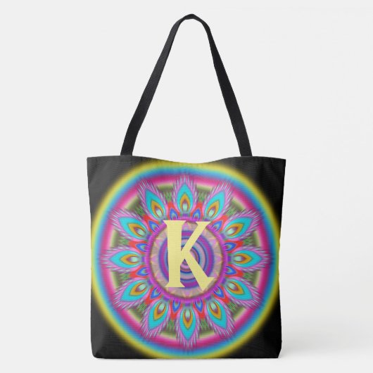 Custom Initial psychedelic Large Tasche BLACK 2 (Rückseite)