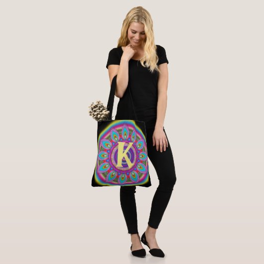 Custom Initial psychedelic Large Tasche BLACK 2 (Am Model)