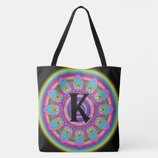 Custom Initial psychedelic Large Tasche BLACK 2 (Rückseite)