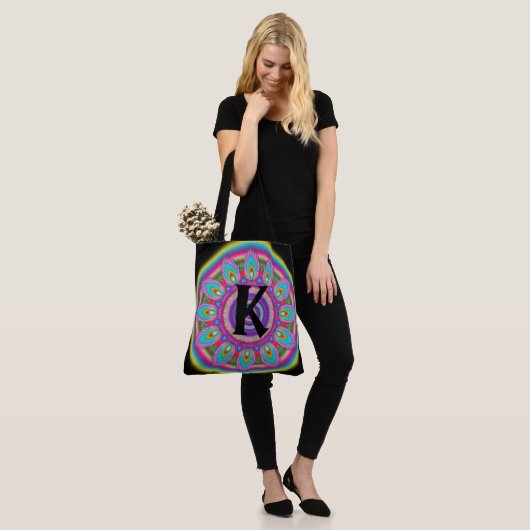 Custom Initial psychedelic Large Tasche BLACK 2 (Am Model)