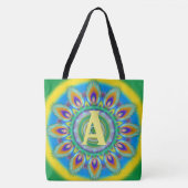 Custom Initial Psychedelic Large Tasche Grüntöne (Vorderseite)
