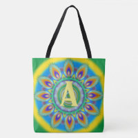 Custom Initial Psychedelic Large Tasche Grüntöne