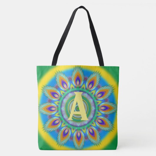 Custom Initial Psychedelic Large Tasche Grüntöne (Vorderseite)