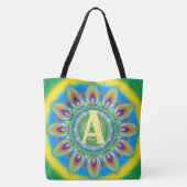 Custom Initial Psychedelic Large Tasche Grüntöne (Rückseite)