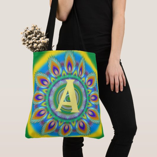 Custom Initial Psychedelic Large Tasche Grüntöne (Von Nahem)