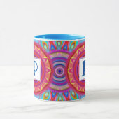 Custom Initial Psychedelic Regenbogenkaffee Tasse (Zentrum)