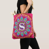Custom Initial psychedelic Tote Bag fuchsia Tasche (Von Nahem)