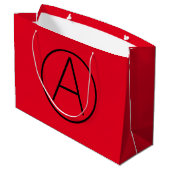 CUSTOM INITIAL RED FLYING HUMMINGBIRD Gift Bag Große Geschenktüte (Rückseite Schrägansicht)