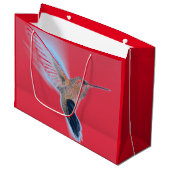 CUSTOM INITIAL RED FLYING HUMMINGBIRD Gift Bag Große Geschenktüte (Vorderseite Schrägansicht)