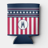 Custom Initial Stars n Stripes Red White Blue Dosenkühler (Vorderseite)