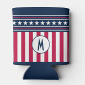 Custom Initial Stars n Stripes Red White Blue Dosenkühler (Rückseite)