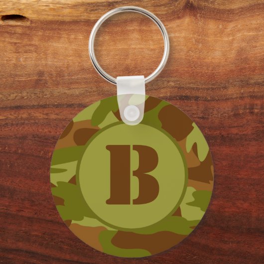 Custom Initial Vintag Military Camouflage Schlüsselanhänger (Vorderseite)