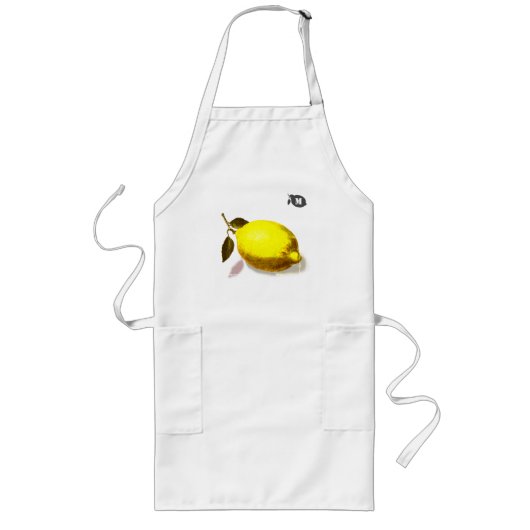 Custom Initial Yellow Lemon Watercolor Kitchen Lange Schürze (Vorne)
