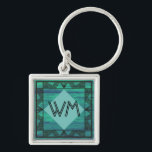 Custom Initials Aquamarin Green Wood Modern Rustic Schlüsselanhänger<br><div class="desc">Das elegante Art Deco inspirierte mit Monogramm Design für elegante Männer.</div>