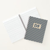 Custom Initials Blue/Vanilla Stripes Notebook Notizblock (Innenseite)