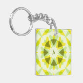Custom Initials Bright Yellow Green Summer Star Schlüsselanhänger (Vorderseite links)