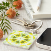 Custom Initials Bright Yellow Green Summer Star Schlüsselanhänger (Vorderseite rechts)