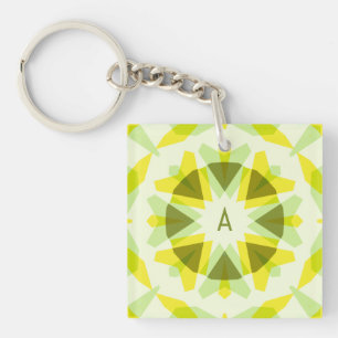 Custom Initials Bright Yellow Green Summer Star Schlüsselanhänger