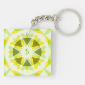 Custom Initials Bright Yellow Green Summer Star Schlüsselanhänger (Rückseite)