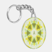 Custom Initials Bright Yellow Green Summer Star Schlüsselanhänger (Vorderseite links)