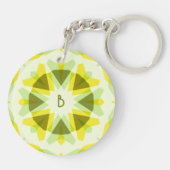 Custom Initials Bright Yellow Green Summer Star Schlüsselanhänger (Rückseite)