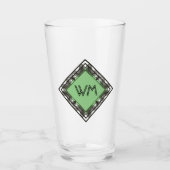 Custom Initials Elegant Manly Black Green Art Deco Glas (Vorderseite)