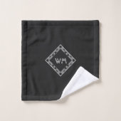 Custom Initials Elegante Manly Black Chic Art Deco Badhandtuch Set (Waschlappen)
