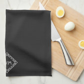Custom Initials Elegante Manly Black Chic Art Deco Geschirrtuch (Viertel Falte)