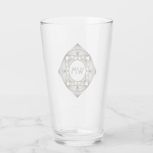 Custom Initials Elegante Manly Black Chic Art Deco Glas (Rückseite)