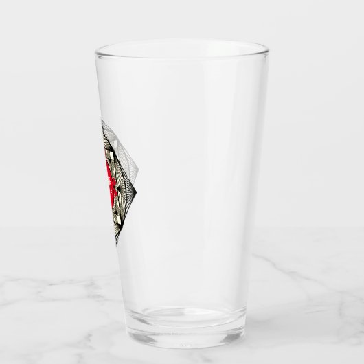 Custom Initials Elegante Manly Black Red Art Deco Glas (Links)
