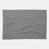Custom Initials Elegante Manly Gray Chic Art Deco Geschirrtuch (Horizontal)
