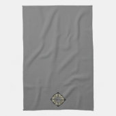 Custom Initials Elegante Manly Gray Chic Art Deco Geschirrtuch (Vertikal)