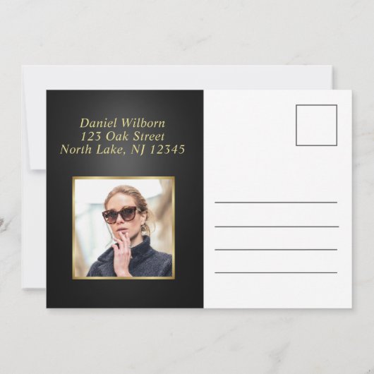 Custom Initials Elegantes Black Gold Dankeschön Ka Dankeskarte (Rückseite)