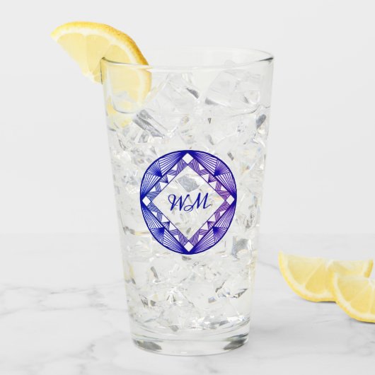 Custom Initials Elegantes Lila Design Glas (Vorderseite Ice)