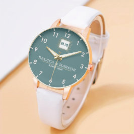 Custom initials floral anniversary monogramed armbanduhr