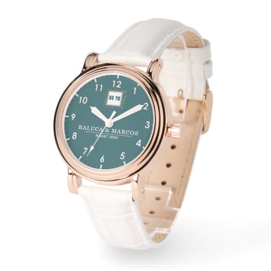 Custom initials floral anniversary monogramed armbanduhr (Winkel)