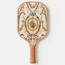 Custom Initials French Rokoko Floral Elegant Pickleball Schläger