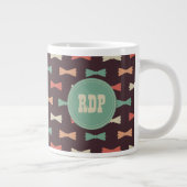 Custom Initials Muliticolor Bowties Hipster Jumbo-Tasse (Rechts)