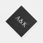 Custom Initials on Black Wedding Serviette (Ecke)