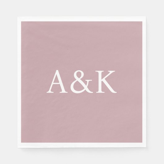 Custom Initials on Dusty Rose Mauve Wedding Serviette (Vorderseite)