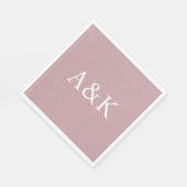 Custom Initials on Dusty Rose Mauve Wedding Serviette (Ecke)
