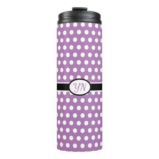 Custom Initials Polka Dot Thermal Tumbler Thermosbecher (Vorderseite)